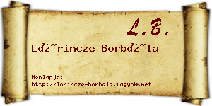 Lőrincze Borbála névjegykártya